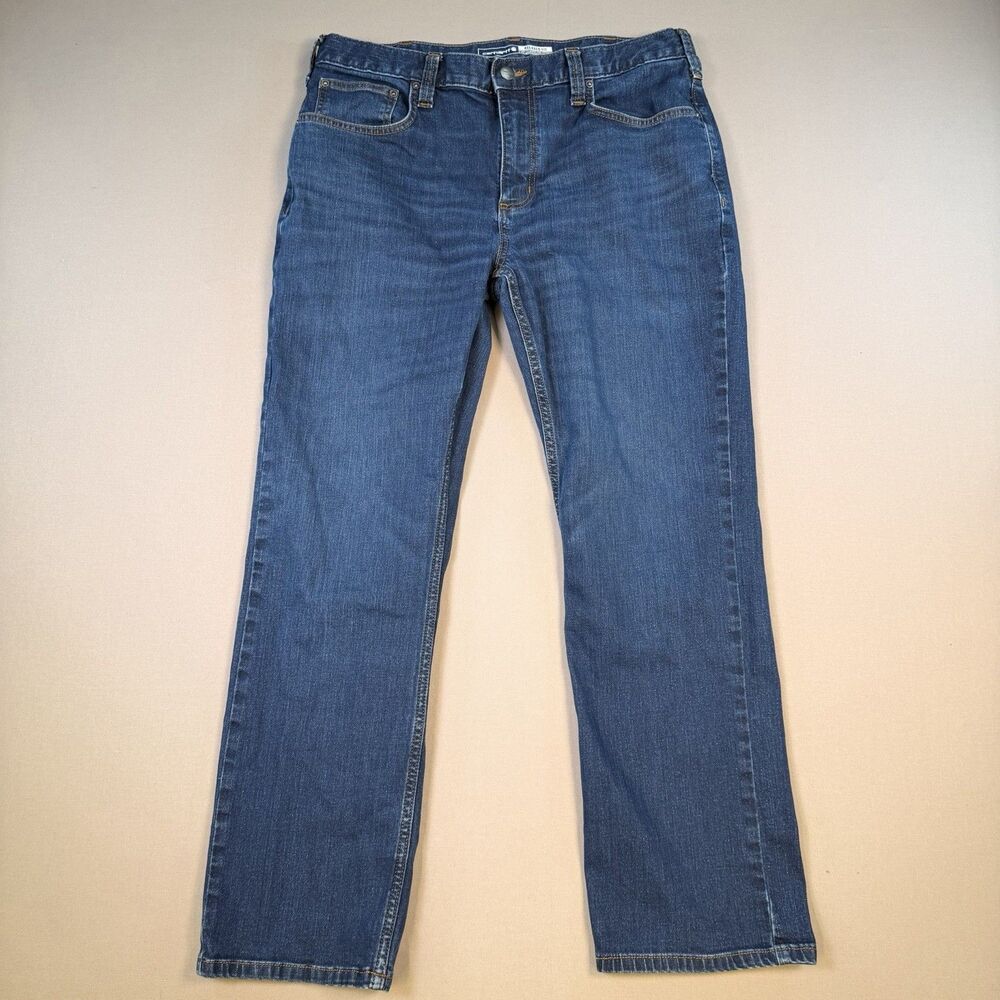 Carhartt Relaxed Fit Jeans Mens 34x30 Blue Straight Leg Rugged Flex Straight Leg